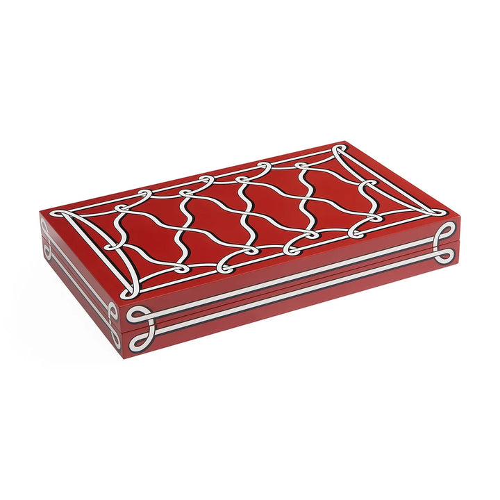Rita Leather Backgammon Set - Red