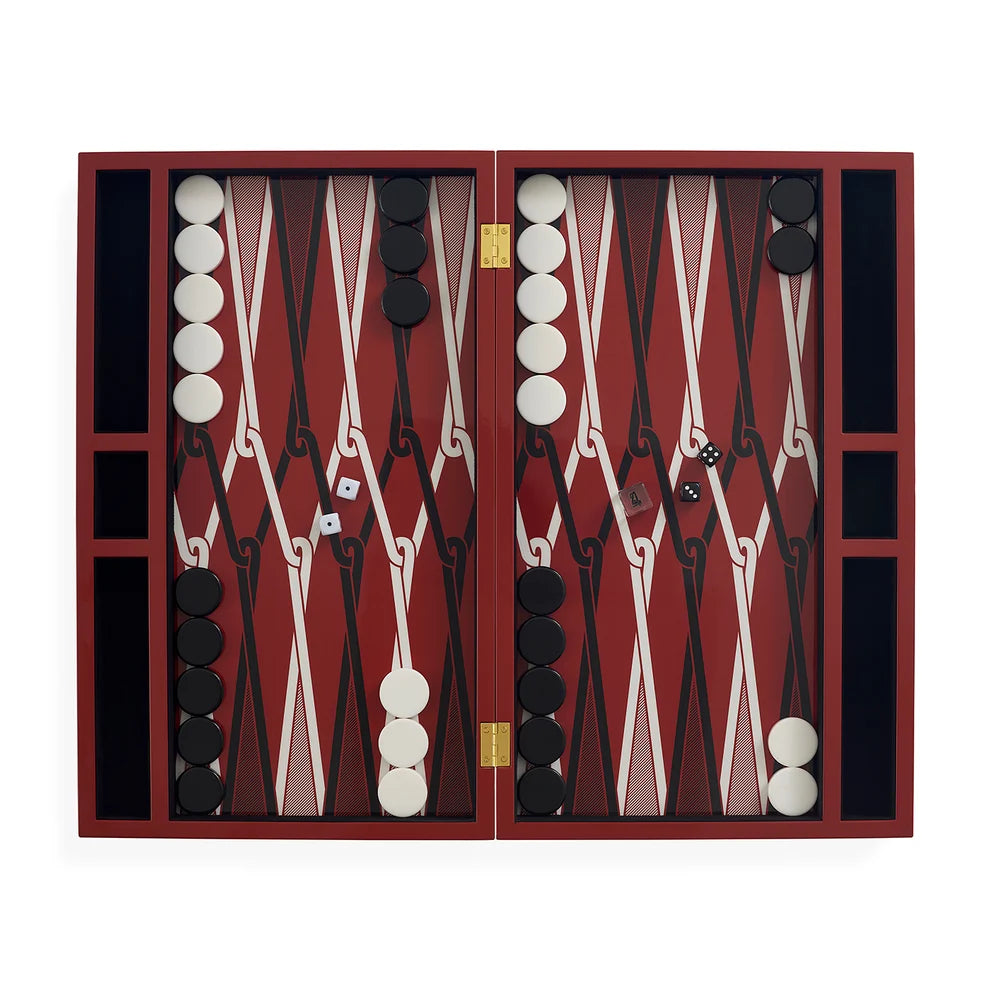 Rita Leather Backgammon Set - Red