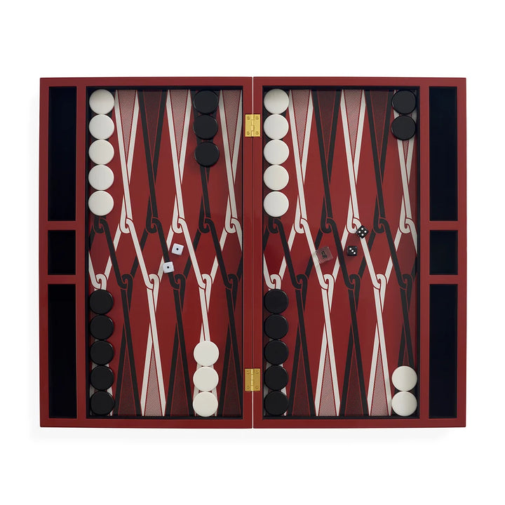 Rita Leather Backgammon Set - Red