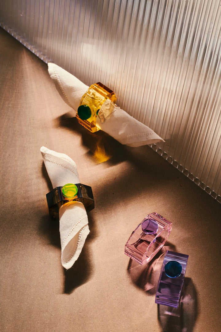 Pair of Shelby  - Napkin Rings - Rose/Purple & Purple/Blue