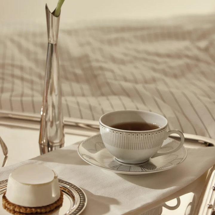 Malmaison Impériale - Set of 2 Tea Cup and Saucers - Porcelain Platinum Finish