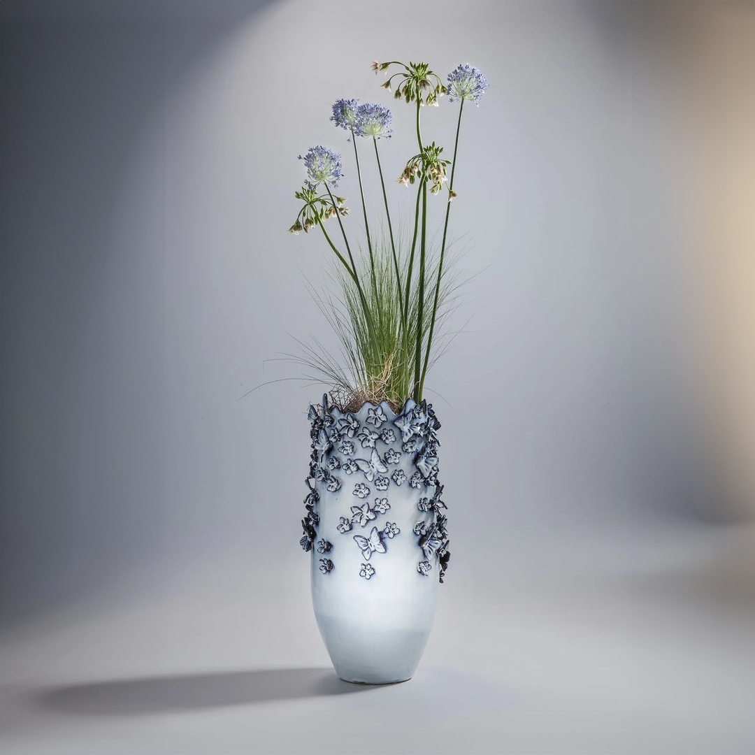 Vase - Butterflies - Lightblue - 50cm